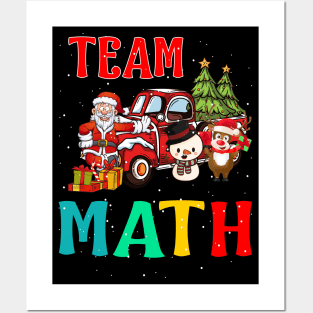 Team Math Santa And Reindeer Christmas Posters and Art